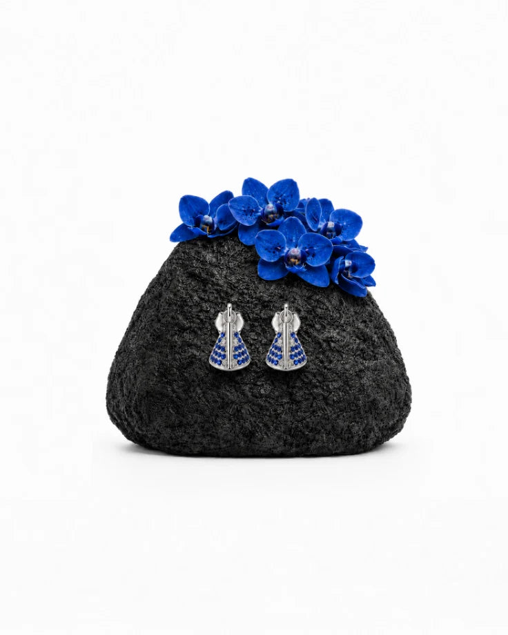 Brincos Femininos Atlântida - em Prata 925 com Zircônia Azul