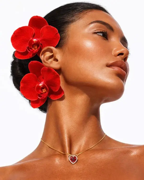 Colar Feminino - Coração Vermelho de Edom Banhado a Ouro 24k