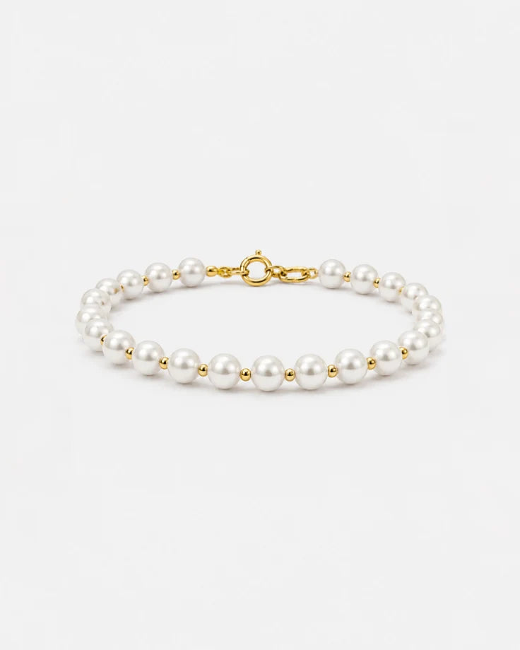 Pulseira Feminina Lemúria Banhada em Ouro 24k com Pérolas