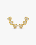 Brincos Femininos Ear Cuff de Coração Banhados em Ouro 24k
