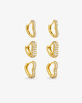Brincos Trio Feminino Celestial - Três Argolas em Ouro 24k com Zircônia