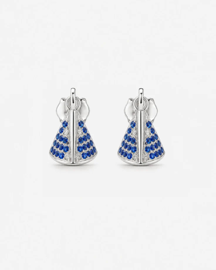 Brincos Femininos Atlântida - em Prata 925 com Zircônia Azul