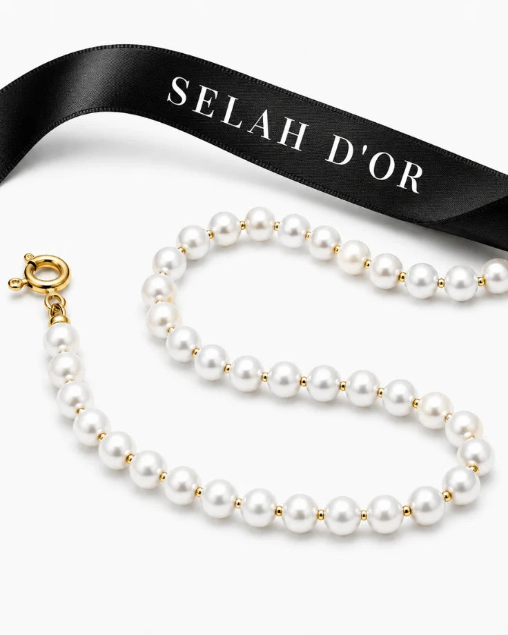 Pulseira Feminina Lemúria Banhada em Ouro 24k com Pérolas