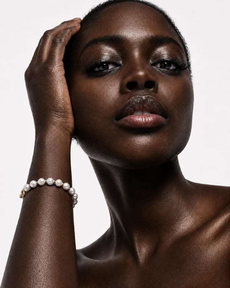 Pulseira Feminina Lemúria Banhada em Ouro 24k com Pérolas