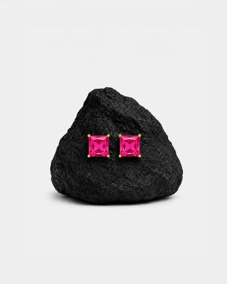 Brincos Socotra - Banhada a Ouro 24k com Zircônia Rosa