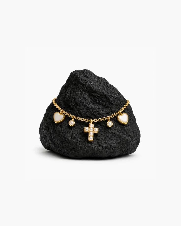 Pulseira Feminina - Margarita Banhada em Ouro 24k com Pérolas