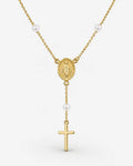 Colar Terço Feminino - Caelestis Crucis Banhado em Ouro 24k