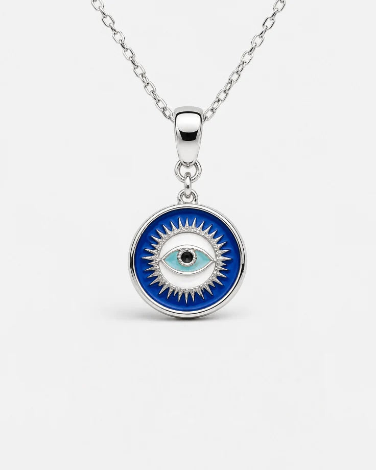 Colar Feminino - Olho Grego Nazariel Banhado a Ouro Branco 24k