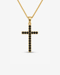 Colar Cruz Emmanuel Alpha et Omega Banhado em Ouro 24k