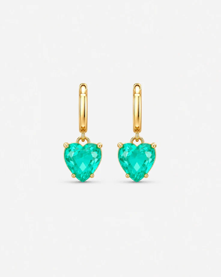 Brincos Femininos Coração Verde da Ilha Viridella Banhado em ouro 24k