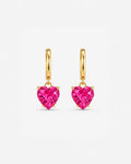Brincos Coração Rosa Rosivelle com Zircônia Banhado a Ouro 24K