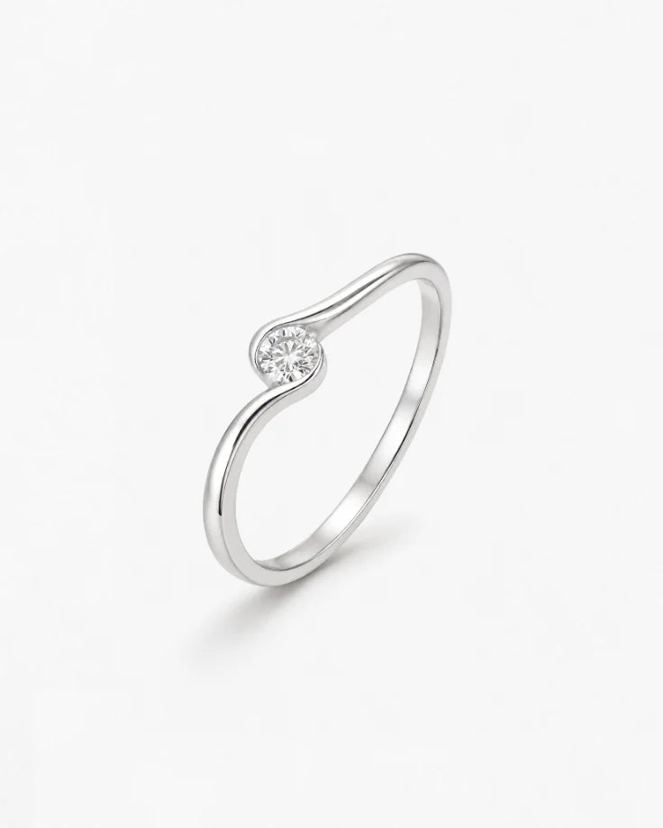Anel Feminino Geminora Banhado a Ouro Branco 24k