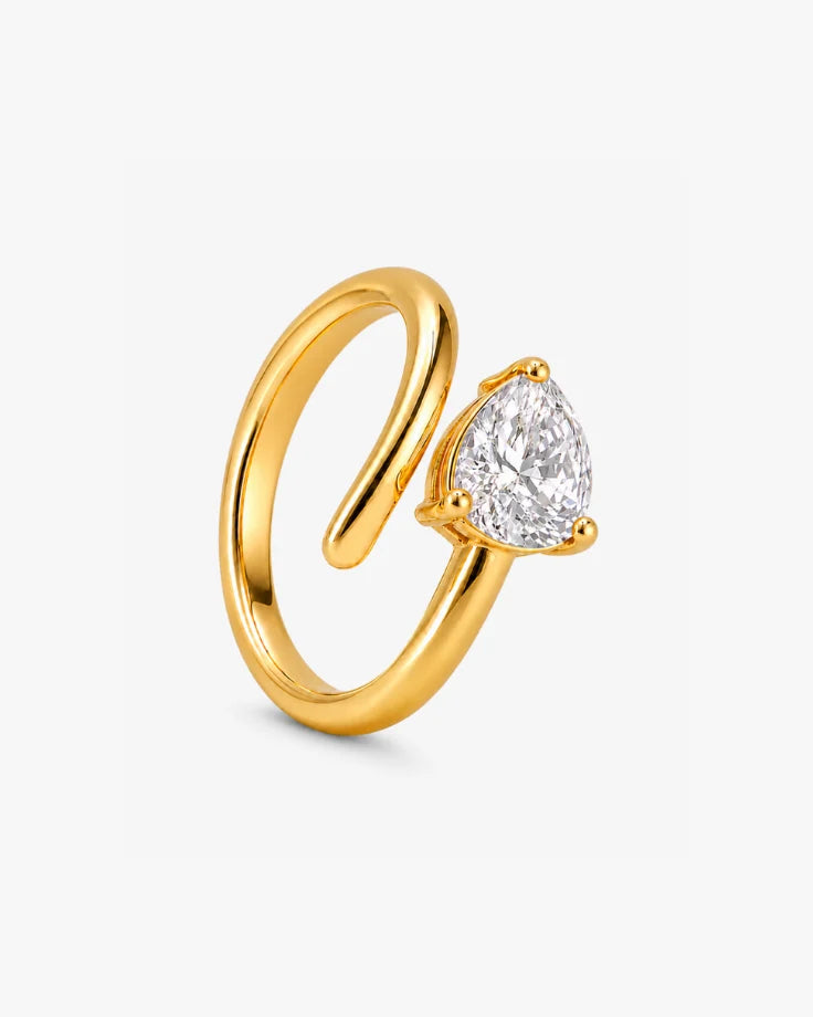 Anel Feminino Orbitis Aureum  Espiral Banhado em Ouro 24k