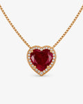 Colar Feminino - Coração Vermelho de Edom Banhado a Ouro 24k