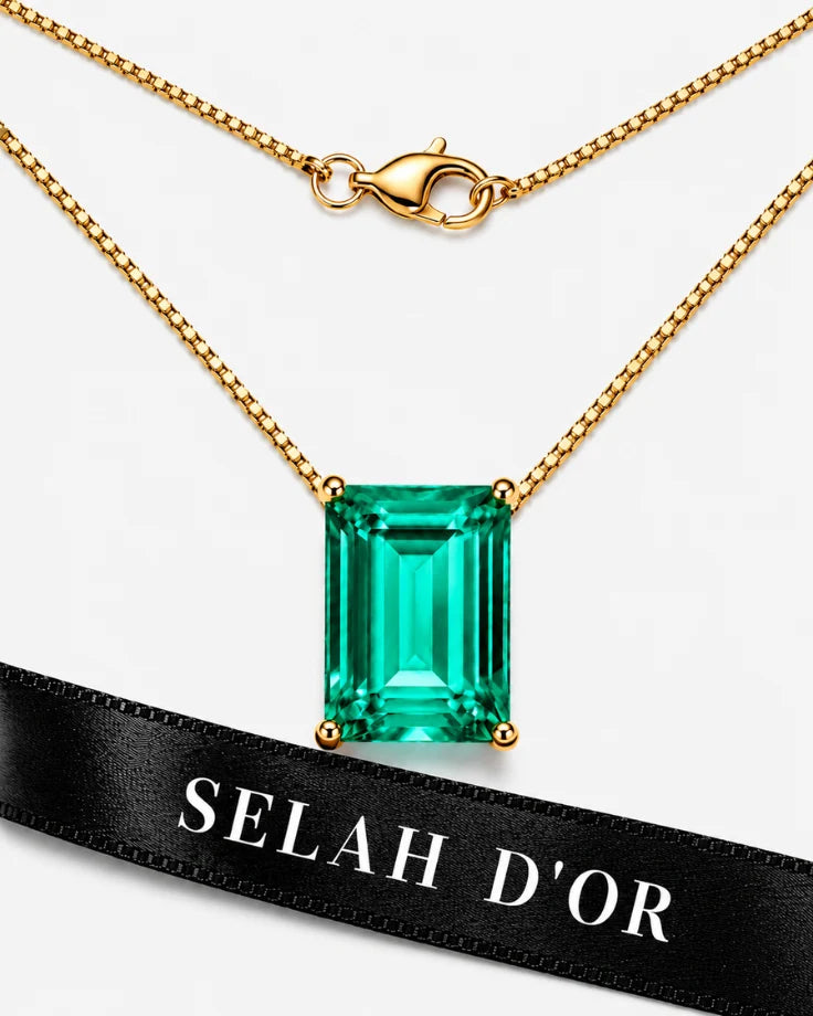 Colar Feminino Pedra Verde da Ilha Koralyn Banhado em ouro 24k