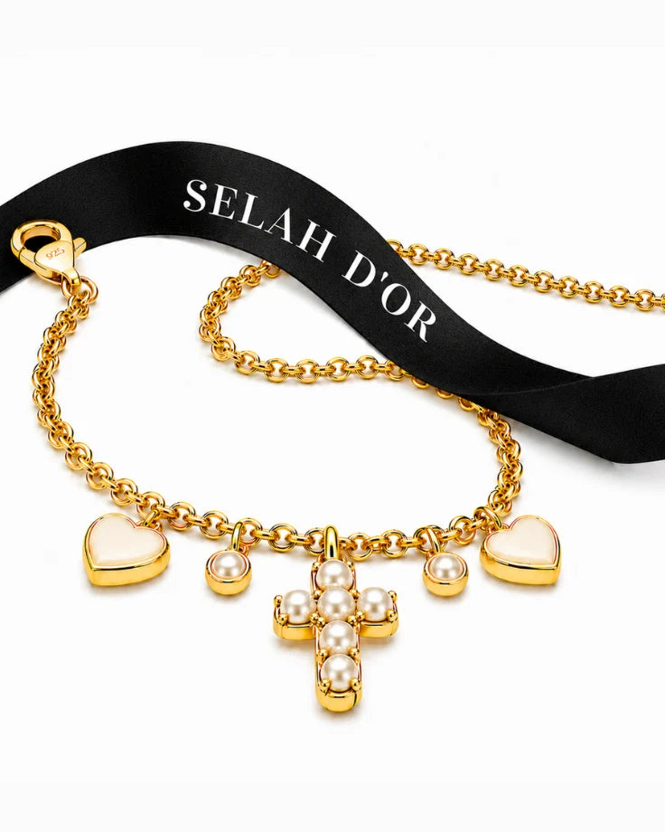 Pulseira Feminina - Margarita Banhada em Ouro 24k com Pérolas