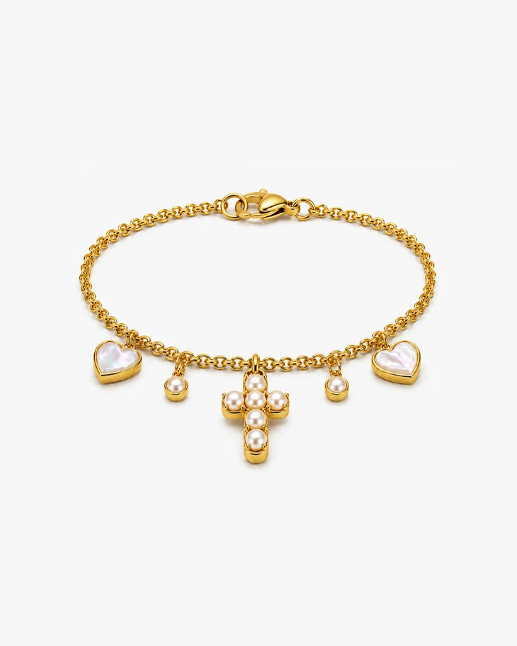 Pulseira Feminina - Margarita Banhada em Ouro 24k com Pérolas
