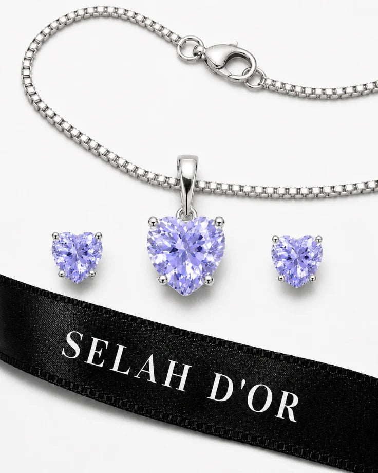 Conjunto Feminino em Prata 925 - Princesa Borealis  com Zircônia Lilás