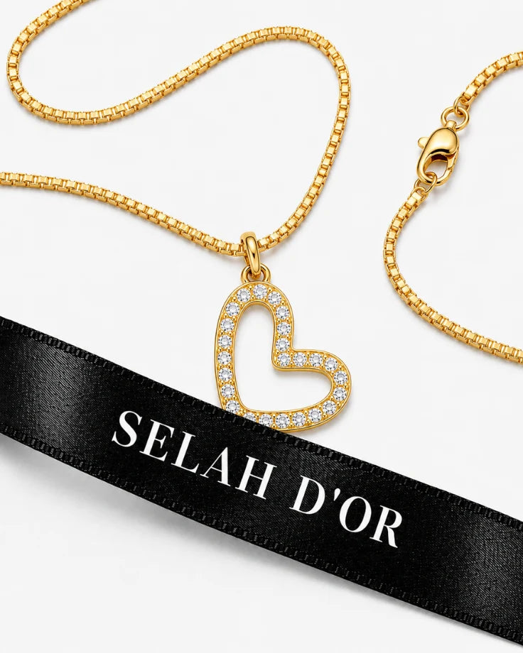 Colar Feminino - Coração Vazado Liminal Banhado em Ouro 24k