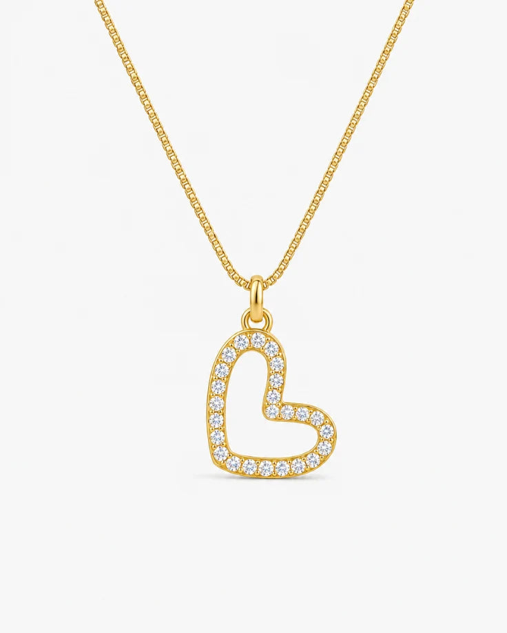 Colar Feminino - Coração Vazado Liminal Banhado em Ouro 24k