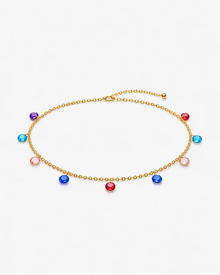Colar Choker Aquarela Banhado em Ouro 24k com Zircônias Coloridas