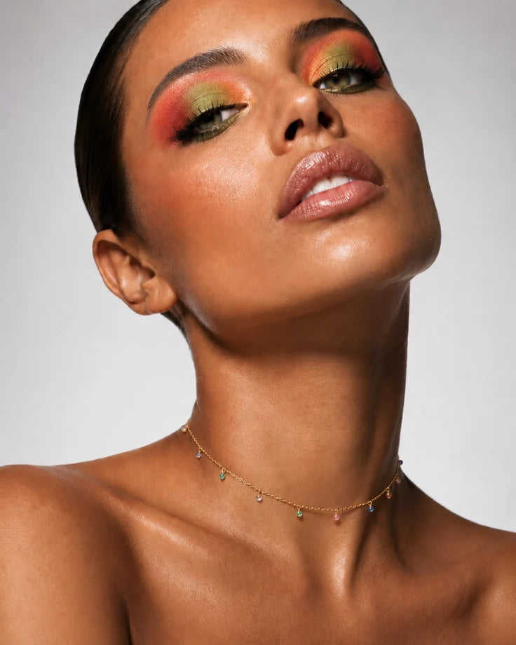 Colar Choker Aquarela Banhado em Ouro 24k com Zircônias Coloridas