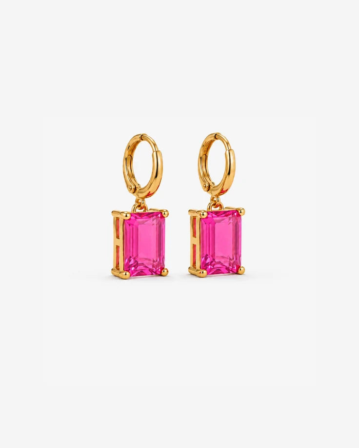 Brincos Karnak - Banhado a Ouro 24k com Zircônia Rosa