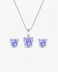 Conjunto Feminino em Prata 925 - Princesa Borealis  com Zircônia Lilás