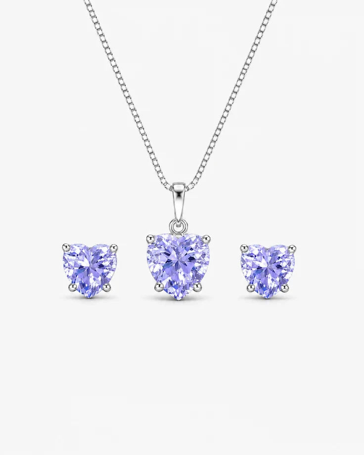 Conjunto Feminino em Prata 925 - Princesa Borealis  com Zircônia Lilás