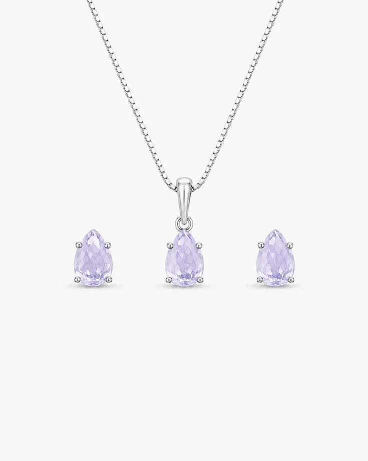Conjunto Feminino Vinland em Prata 925 com Zircônia Roxa