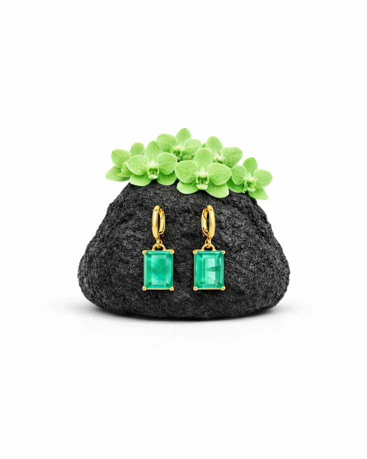 Brincos Thule - Banhado a Ouro 24k com Zircônia Verde